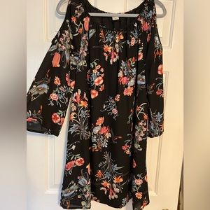 Black floral cold shoulder dress size 12